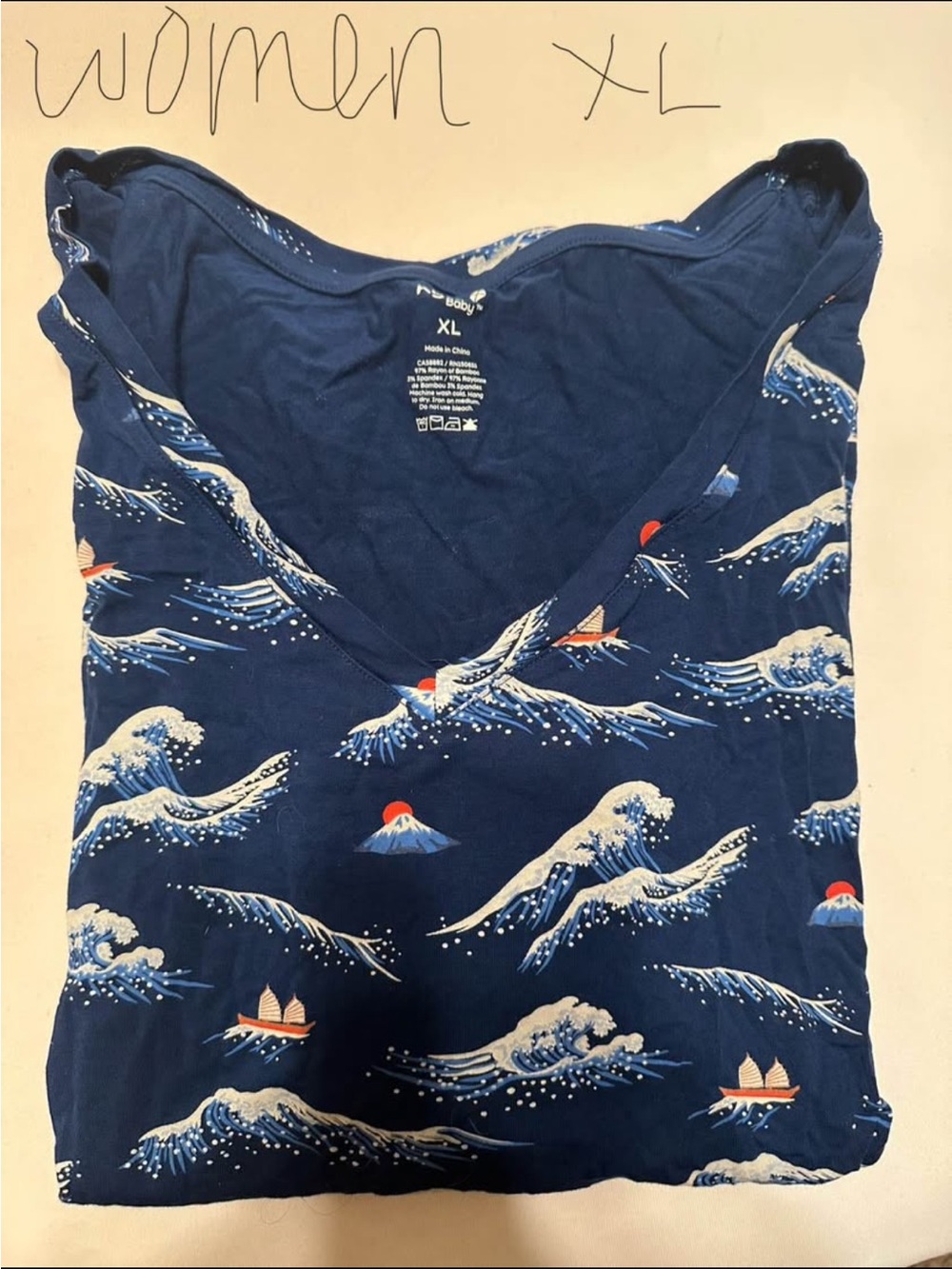 Kyte BABY Navy Wave & Boat V-Neck Top